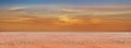 Sunset Cloudy sky blue white clouds and pink yellow sunset at sea banner template background Royalty Free Stock Photo