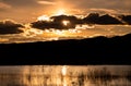 Sunset with a cloudy sky at Bosque del Apache, New Mexico