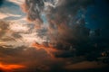 Sunset Cloudy Sky With Fluffy Clouds. Sunset Sky in pink orange Royalty Free Stock Photo