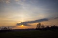 Sunset cloudy sky with picturesque clouds lit by warm sunset sunlight, colorful sunset sky with dramatic sky clouds lit Royalty Free Stock Photo