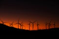 Sunset in Coachella Valley Wind Turbines Power Plant Royalty Free Stock Photo