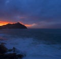 Sunset on the coast of the city of San Sebastian