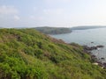 sunset on the coast, view of the coast of the Indian ocean. goa coastline. Royalty Free Stock Photo