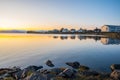 Sunset at the Coastline of town of Hornafjordur in south Iceland Royalty Free Stock Photo