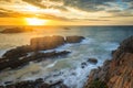 Sunset at Cobo bay, in Guernsey Royalty Free Stock Photo