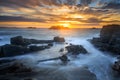 Sunset at Cobo bay, in Guernsey Royalty Free Stock Photo