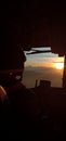 Sunset in cockpit helicopter Bell-412