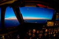 Sunset from the cockpit. Royalty Free Stock Photo