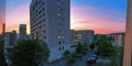 Panoramic view of Sunset color with high building