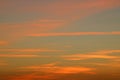 Pink and orange sunset colored clouds in blue sky