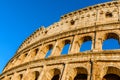 Sunset colors on the Colosseum or Coliseum, the Flavian Amphitheatre, Rome, Italy Royalty Free Stock Photo