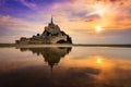 Sunset colors at Le Mont Saint-Michel Royalty Free Stock Photo