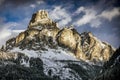 The Mount Sassongher in winter during Sunset