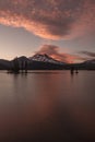 Sunset Colors over South Sister and Sparks Lake, Oregon Royalty Free Stock Photo