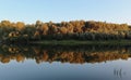 Sunset colors trees reflection in mirror water river Royalty Free Stock Photo