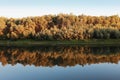 Sunset colors trees reflection in mirror water river Royalty Free Stock Photo