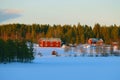 Sunset colours in Lapland, near Kiruna city, the northernmost town in Sweden, Europe Royalty Free Stock Photo