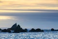 Sunset on Con Negro beach, de Pontevedra, Galicia, Spain Royalty Free Stock Photo