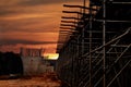 Sunset at the construction site Royalty Free Stock Photo