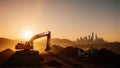 Sunset Construction Site: Urban Development in Progress Royalty Free Stock Photo