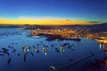 Sunset at container terminal in Hong Kong