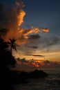 Sunset at Corcovado National Park with lush tropical rainforest in the Osa Peninsula, Pacific ocean, Costa Rica Royalty Free Stock Photo