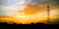 Sunset country powerlines Texas evening