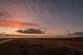 Sunset. Country road. Autumn fog. South of Russia Royalty Free Stock Photo