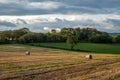 Sunset country village scenic view landscape farming straw bales Cork Ireland