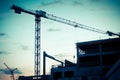 Crane builds a house or overpass within the third ring. Royalty Free Stock Photo