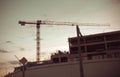 Crane builds a house or overpass within the third ring. Royalty Free Stock Photo