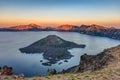 Sunset at Crater lake Royalty Free Stock Photo