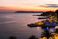 Sunset in croatian resort Podgora, last beams of sun Royalty Free Stock Photo