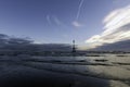 Sunset on Crosby Beach in winter, Crosby, Liverpool, UK