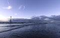 Sunset on Crosby Beach in winter, Crosby, Liverpool, UK