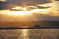 Sunset and Cruise in Lake Champlain Royalty Free Stock Photo