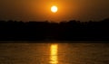 Sunset cruise in Zambezi River, Zimbabwe, Africa. Royalty Free Stock Photo