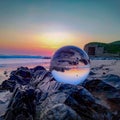 Sunset in a crystal ball Royalty Free Stock Photo