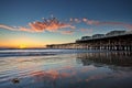 Sunset at Crystal Pier in Pacific Beach, San Diego, California. Royalty Free Stock Photo