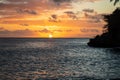 Sunset on Curacao over the Ocean Royalty Free Stock Photo