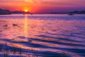 Sunset on the Danube river in Belgrade Serbia Royalty Free Stock Photo