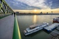 Sunset at Danube river from Old Bridge at Bratislava Royalty Free Stock Photo