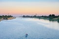 Sunset on the Danube. Vienna, Austria Royalty Free Stock Photo