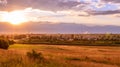 Sunset in Daugavpils, Latvia, Europe. Landcape