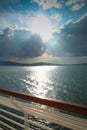 Sunset from the deck of a cruise ship across the ocean, cruising the Baltic Sea Royalty Free Stock Photo