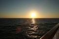 Sunset from the deck of a cruise ship, cruising the Mediterranean Sea Royalty Free Stock Photo