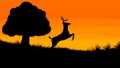 Sunset deer running image