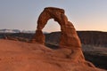 Sunset on Delicate Arch at Arches National Park Royalty Free Stock Photo