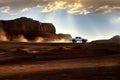 Sunset in desert. Beautiful rays of light and clouds. Iran. Kerman. Dasht-e Lut Desert. Royalty Free Stock Photo