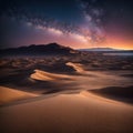 Sunset in the Desert. Desert Sunset Scenery. Evening Glow in the Arid Landscape.